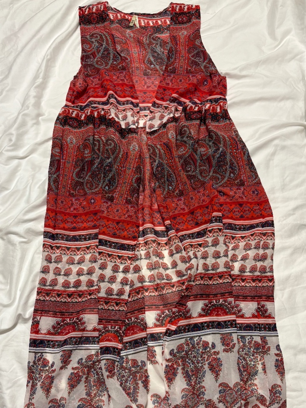 Authentic Y2K 2003 Sheer Paisley Maxi Duster Vest • TRUTH NYC Bohemian L